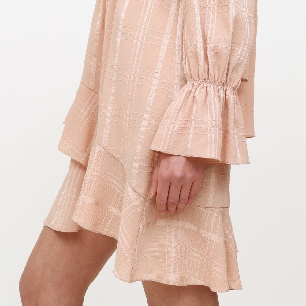 See By Chloè Georgette Check Ascot Tie Ruffle Flouncy Dress Smoky Pink - Picture 8 of 14